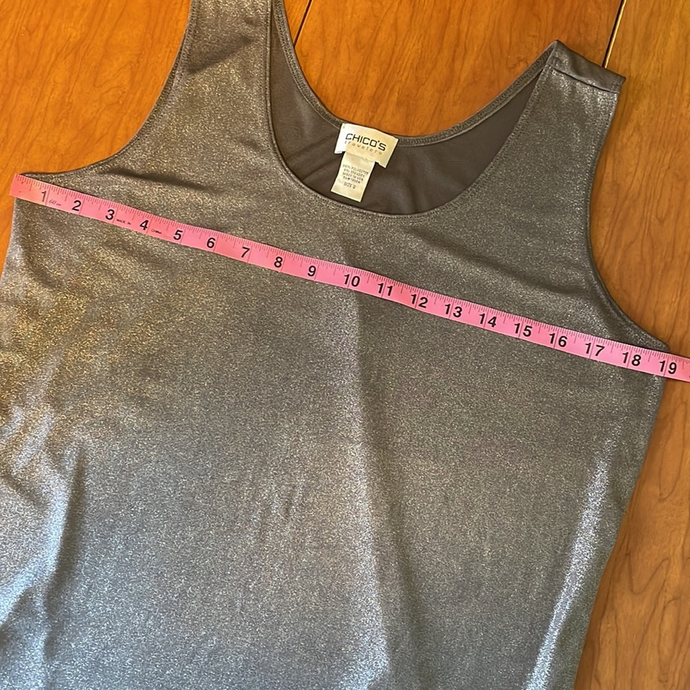 Chicos size 2 travelers metallic grey tank top size 12/large - Picture 4 of 7